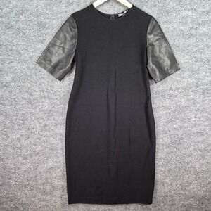 Vince Black Leather Sleeve Pencil Dress Work‎ Career Office Womens 10